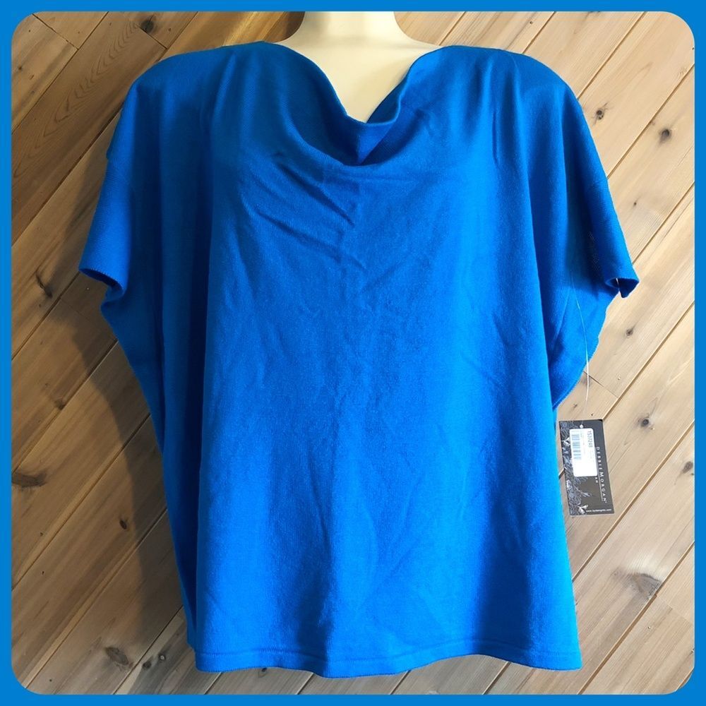 DEBBIE MORGAN Drape Neck Slit Sleeve Sweater NWT